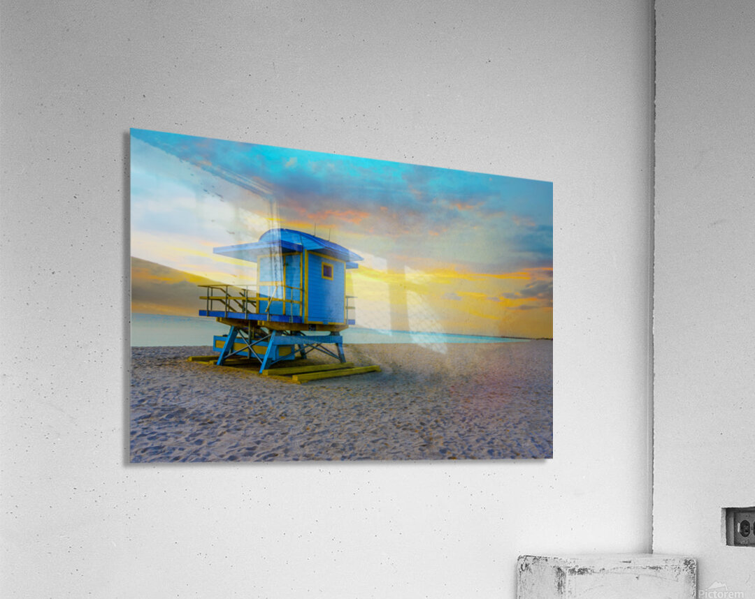 Sunset at Miami Beach Lifeguard Tower Acrylic Print