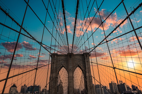 Sunset Symphony on the Brooklyn Bridge Digital Download