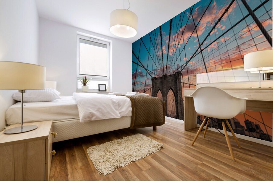 Sunset Symphony on the Brooklyn Bridge Mural print