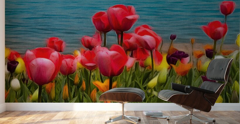 Tulips by the Water  Wall Murals