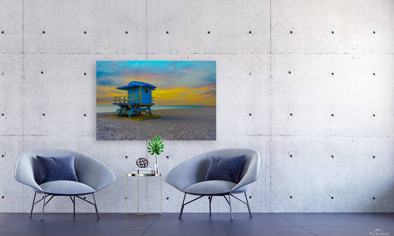 Sunset at Miami Beach Lifeguard Tower Reproduction