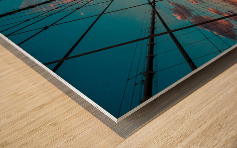 Sunset Symphony on the Brooklyn Bridge Wood print